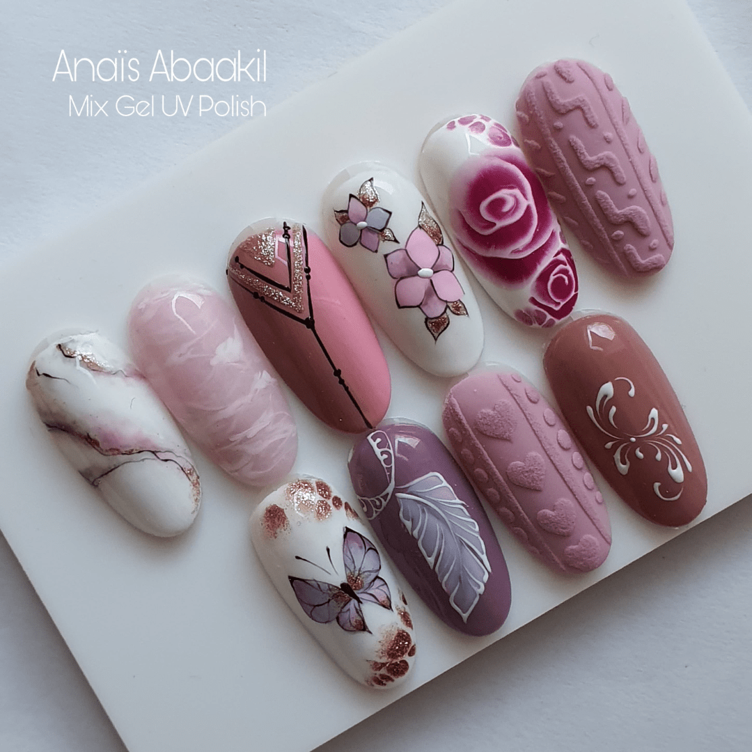3D French Almond Strobe Metallic False Nails Set With Glitter, Rose Gold  Leopard Print, And Press On Acrylic For DIY Manicure From Giftanddd, $30.4  | DHgate.Com
