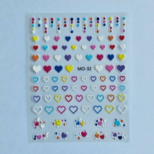 Stickers Nail Art - 3D Color Hearts