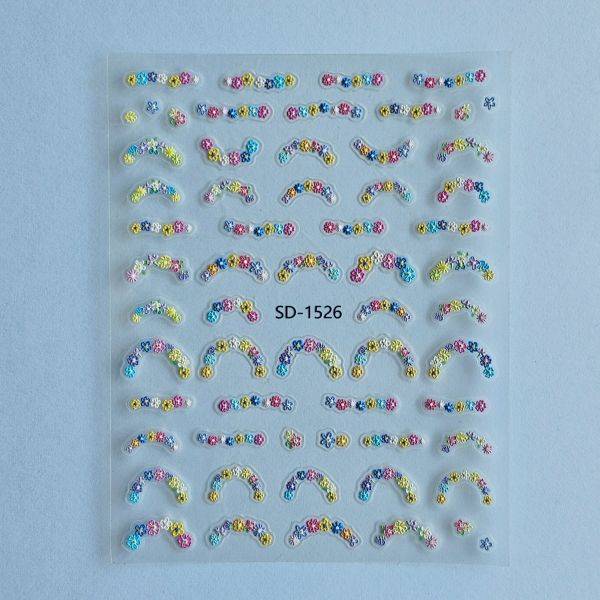 Stickers Nail Art - 3D French Multi Flowers