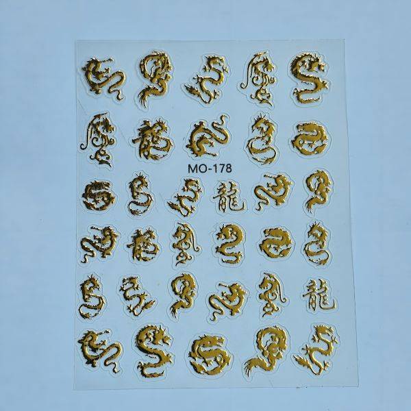 Stickers Nail Art - 3D Gold Dragon