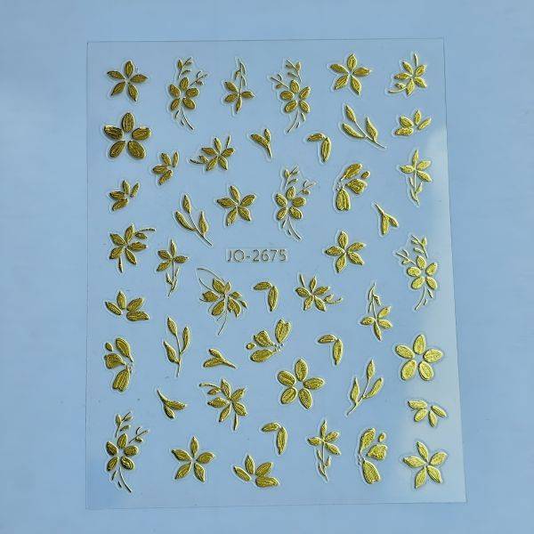 Stickers Nail Art - 3D Gold Flowers