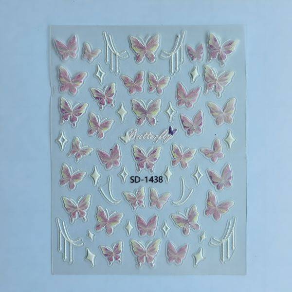 Stickers Nail Art - 3D Pink Butterflies