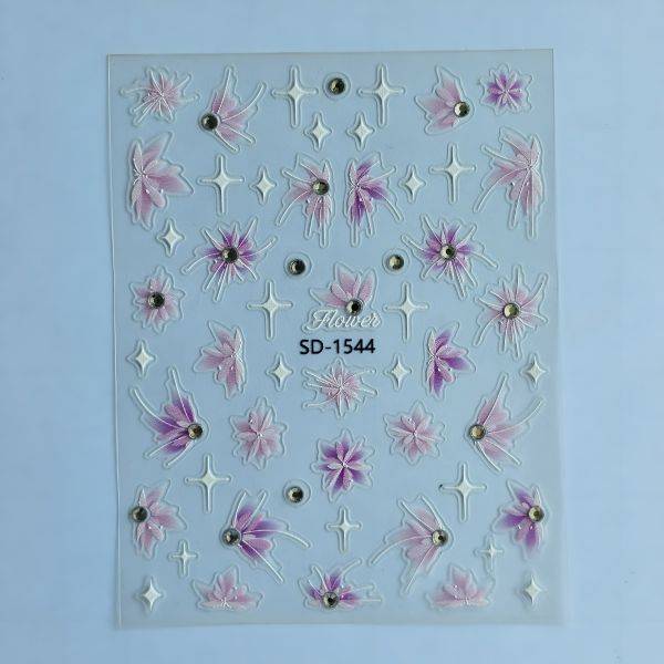 Stickers Nail Art - 3D Pink Flowers