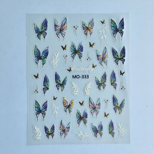 Stickers Nail Art - 3D Rainbow Butterflies