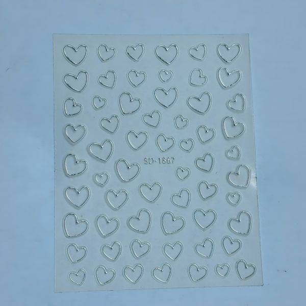 Stickers Nail Art - 3D Silver Heart
