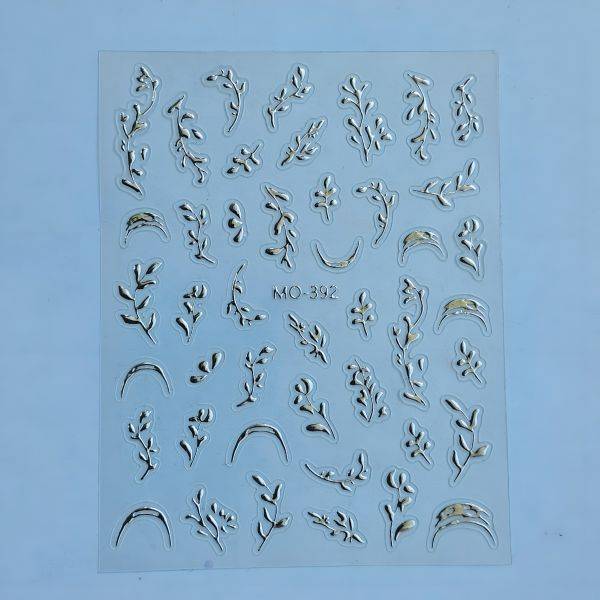 Stickers Nail Art - 3D Silver Leaf