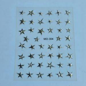 Stickers Nail Art - 3D Silver Stars
