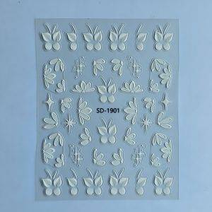 Stickers Nail Art - 3D White Butterflies