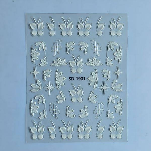 Stickers Nail Art - 3D White Butterflies