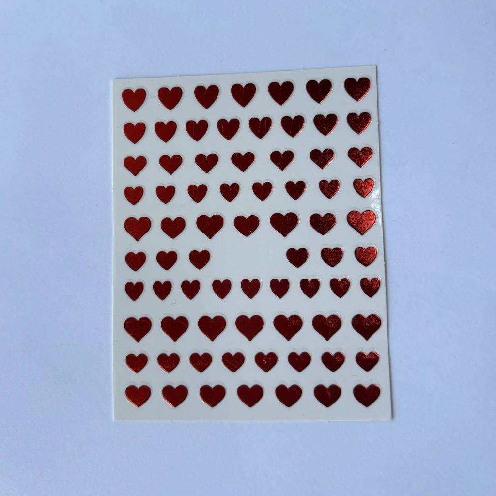 Sticker Point Rouge Stickers pour Nail Art - CoeurStickers Cœur Rouge Metallique
