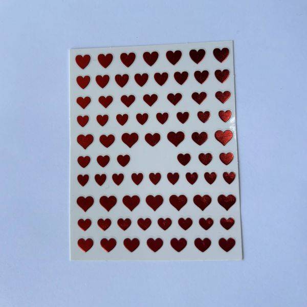 Stickers Nail Art - Coeur Rouge Metallique